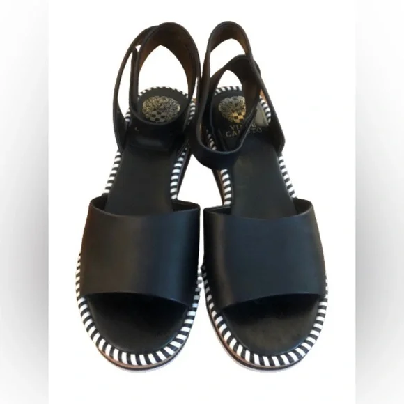 Vince Camuto Marieno black wide ankle strap leather espadrilles SZ 8.5 - Picture 8 of 11